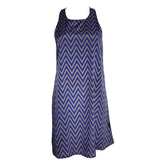 Francesca's Collections Dresses & Skirts - NWT FRANCESCAS DINA BE Blue Brown Chevron Pattern Dress Womens Size M Medium‎